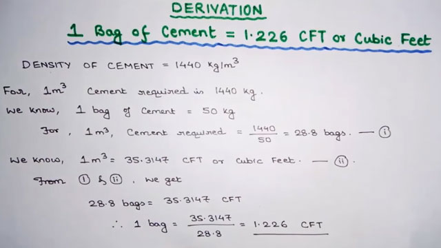 Density Of Cement Formula | Volume Of Cement Bag In Cubic Meters